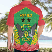 Personalised Sao Tome and Principe Hawaiian Shirt Coat Of Arms With Porcelana Rose - Wonder Print Shop