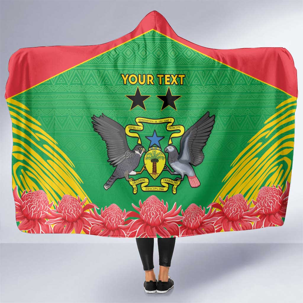 Personalised Sao Tome and Principe Hooded Blanket Coat Of Arms With Porcelana Rose - Wonder Print Shop