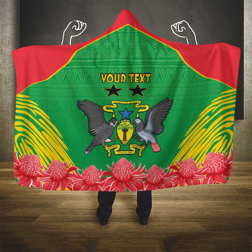 Personalised Sao Tome and Principe Hooded Blanket Coat Of Arms With Porcelana Rose - Wonder Print Shop