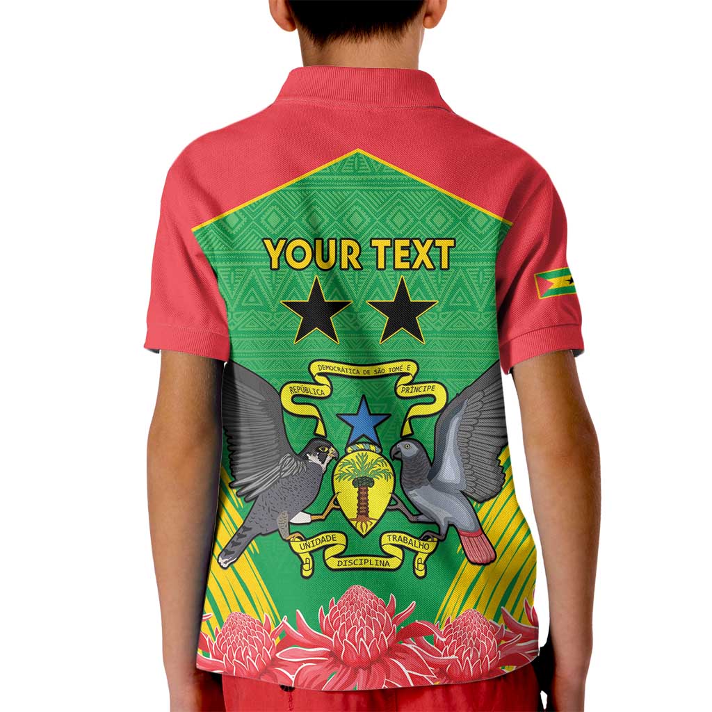 Personalised Sao Tome and Principe Kid Polo Shirt Coat Of Arms With Porcelana Rose - Wonder Print Shop