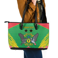 Personalised Sao Tome and Principe Leather Tote Bag Coat Of Arms With Porcelana Rose