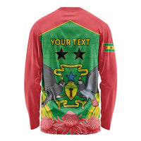 Personalised Sao Tome and Principe Long Sleeve Shirt Coat Of Arms With Porcelana Rose - Wonder Print Shop