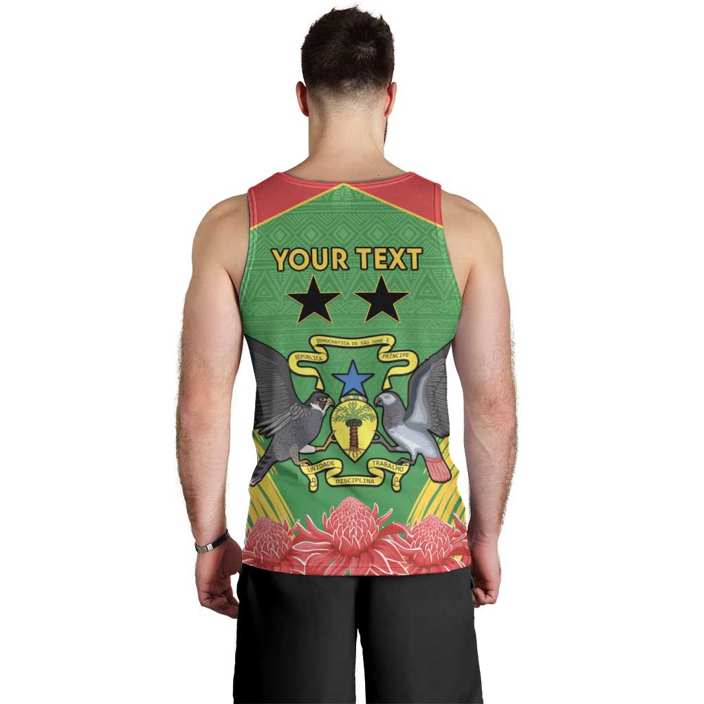 Personalised Sao Tome and Principe Men Tank Top Coat Of Arms With Porcelana Rose - Wonder Print Shop