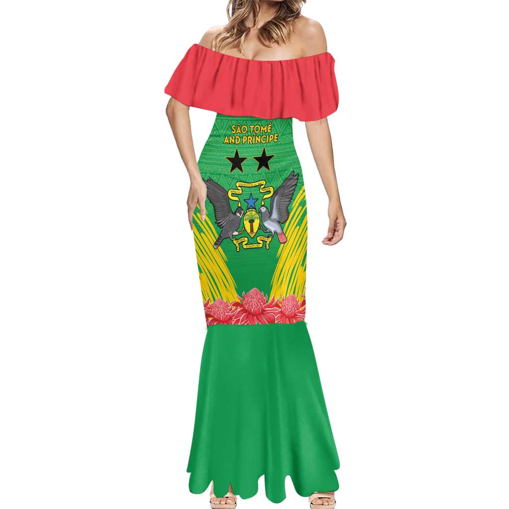 Personalised Sao Tome and Principe Mermaid Dress Coat Of Arms With Porcelana Rose - Wonder Print Shop