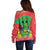 Personalised Sao Tome and Principe Off Shoulder Sweater Coat Of Arms With Porcelana Rose - Wonder Print Shop