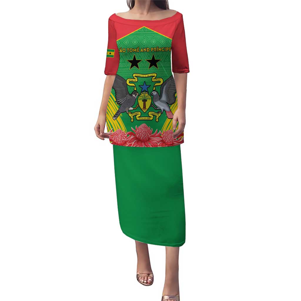 Personalised Sao Tome and Principe Puletasi Coat Of Arms With Porcelana Rose - Wonder Print Shop
