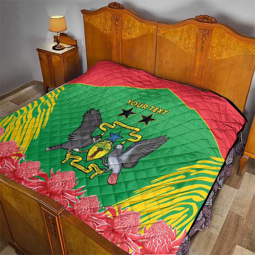 Personalised Sao Tome and Principe Quilt Coat Of Arms With Porcelana Rose - Wonder Print Shop
