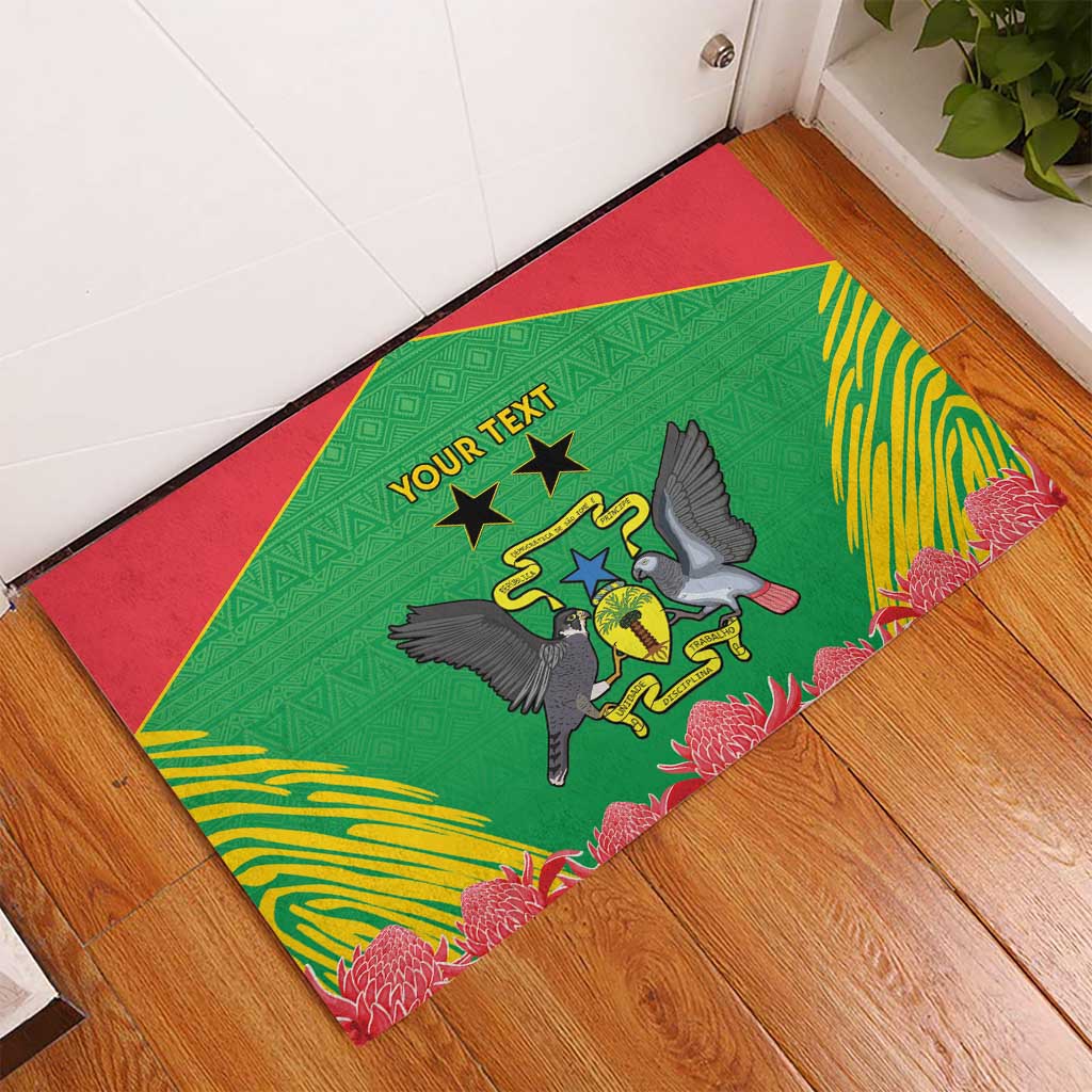 Personalised Sao Tome and Principe Rubber Doormat Coat Of Arms With Porcelana Rose - Wonder Print Shop