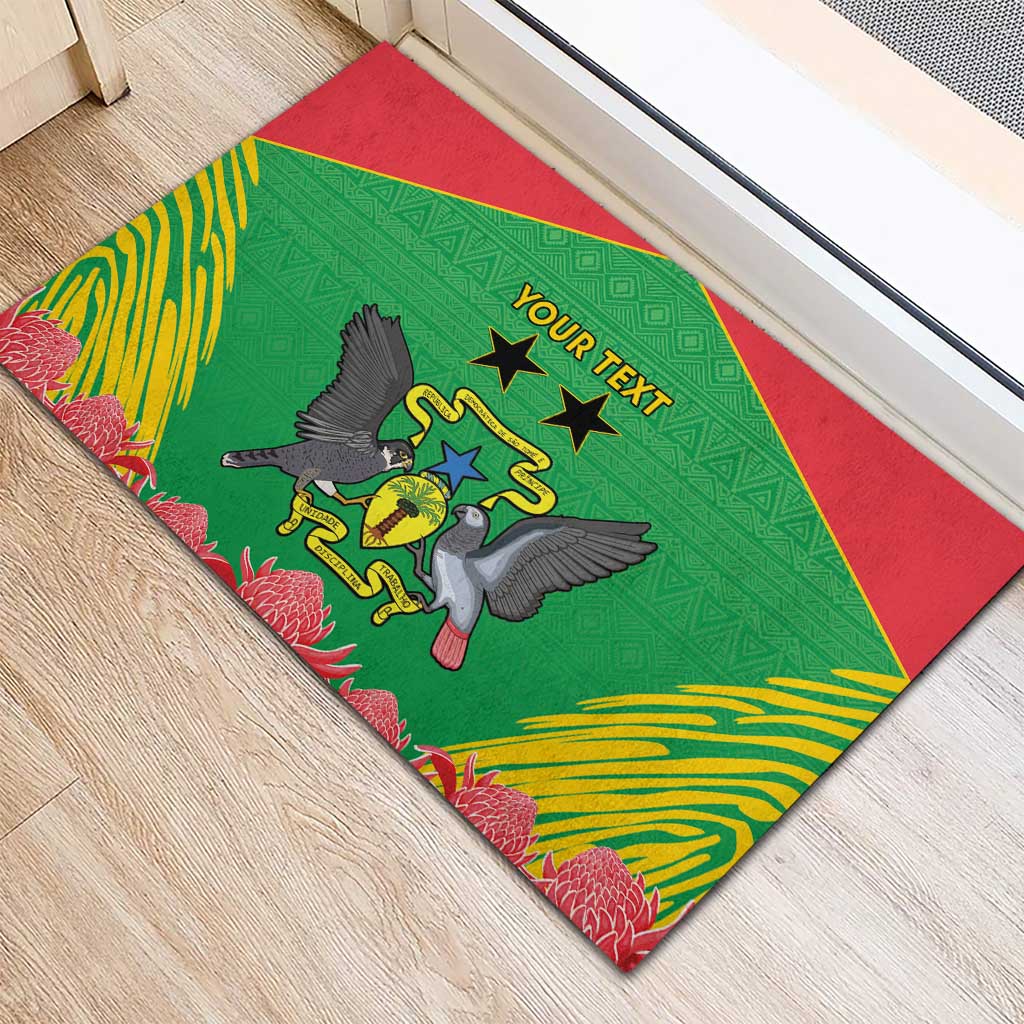 Personalised Sao Tome and Principe Rubber Doormat Coat Of Arms With Porcelana Rose - Wonder Print Shop