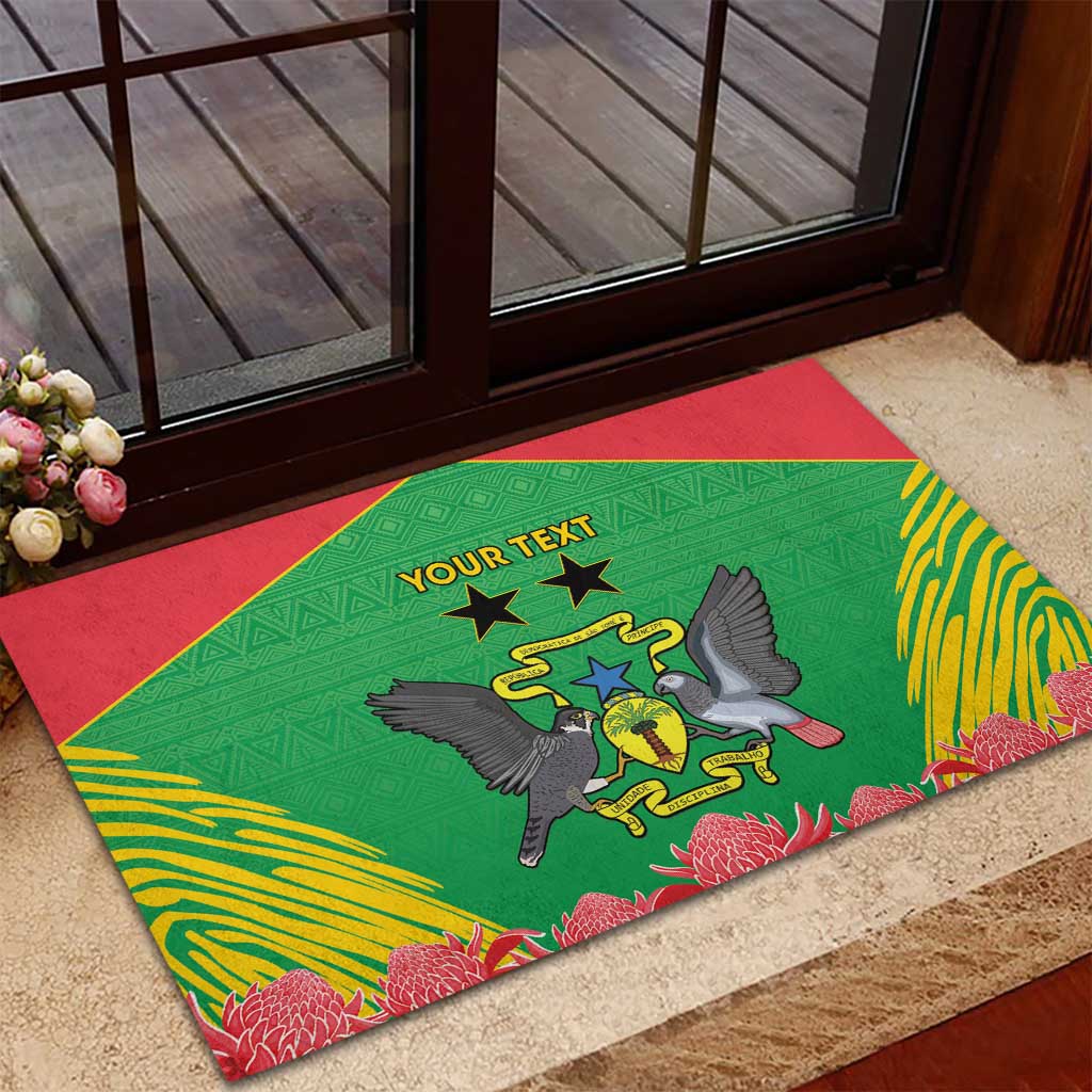 Personalised Sao Tome and Principe Rubber Doormat Coat Of Arms With Porcelana Rose - Wonder Print Shop