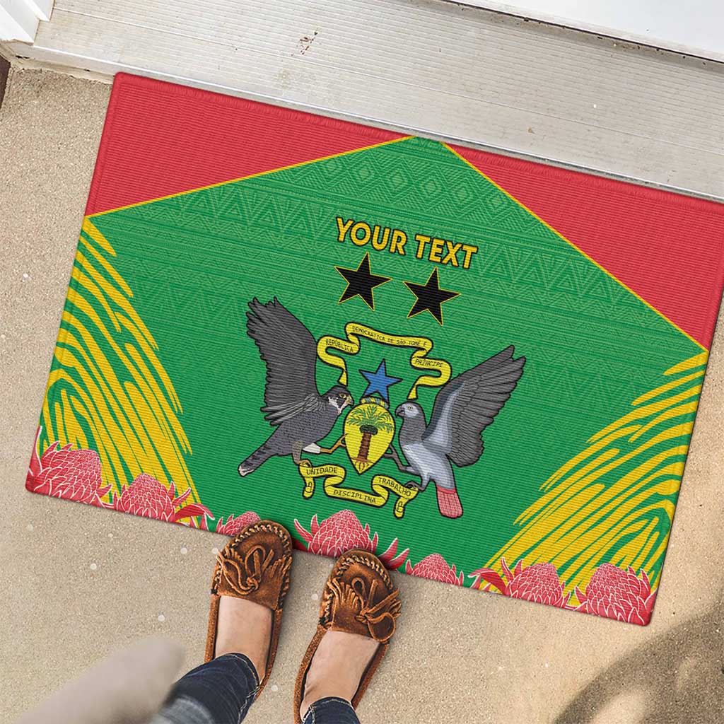 Personalised Sao Tome and Principe Rubber Doormat Coat Of Arms With Porcelana Rose - Wonder Print Shop