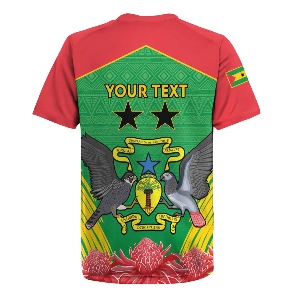 Personalised Sao Tome and Principe Rugby Jersey Coat Of Arms With Porcelana Rose - Wonder Print Shop