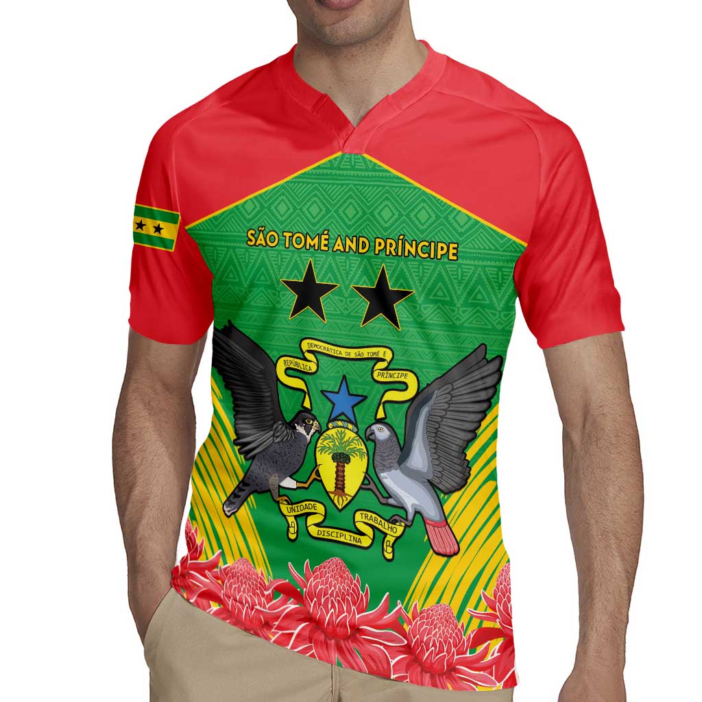 Personalised Sao Tome and Principe Rugby Jersey Coat Of Arms With Porcelana Rose - Wonder Print Shop