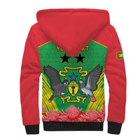 Personalised Sao Tome and Principe Sherpa Hoodie Coat Of Arms With Porcelana Rose - Wonder Print Shop
