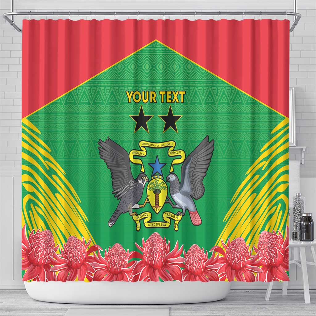 Personalised Sao Tome and Principe Shower Curtain Coat Of Arms With Porcelana Rose - Wonder Print Shop