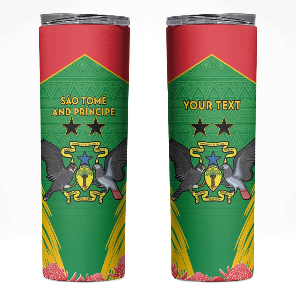 Personalised Sao Tome and Principe Skinny Tumbler Coat Of Arms With Porcelana Rose - Wonder Print Shop