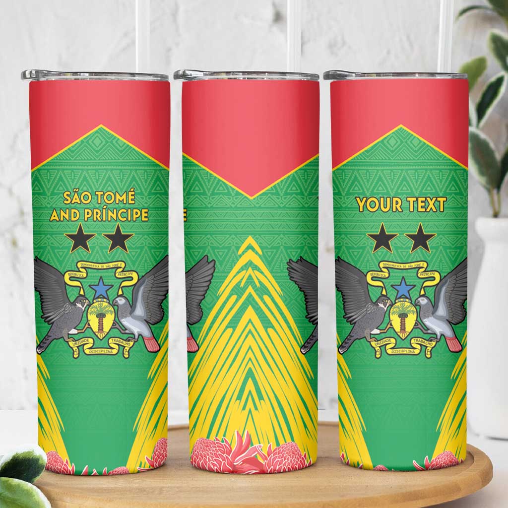 Personalised Sao Tome and Principe Skinny Tumbler Coat Of Arms With Porcelana Rose - Wonder Print Shop