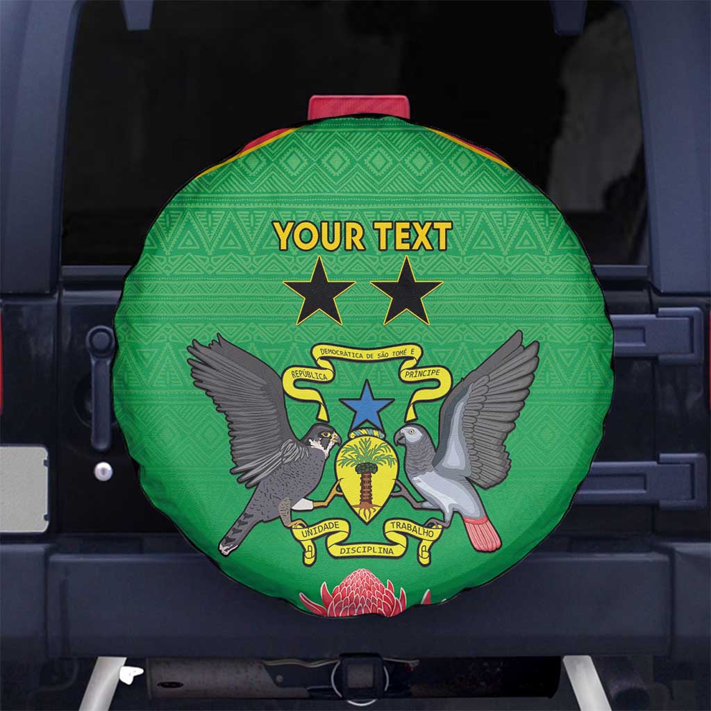 Personalised Sao Tome and Principe Spare Tire Cover Coat Of Arms With Porcelana Rose - Wonder Print Shop