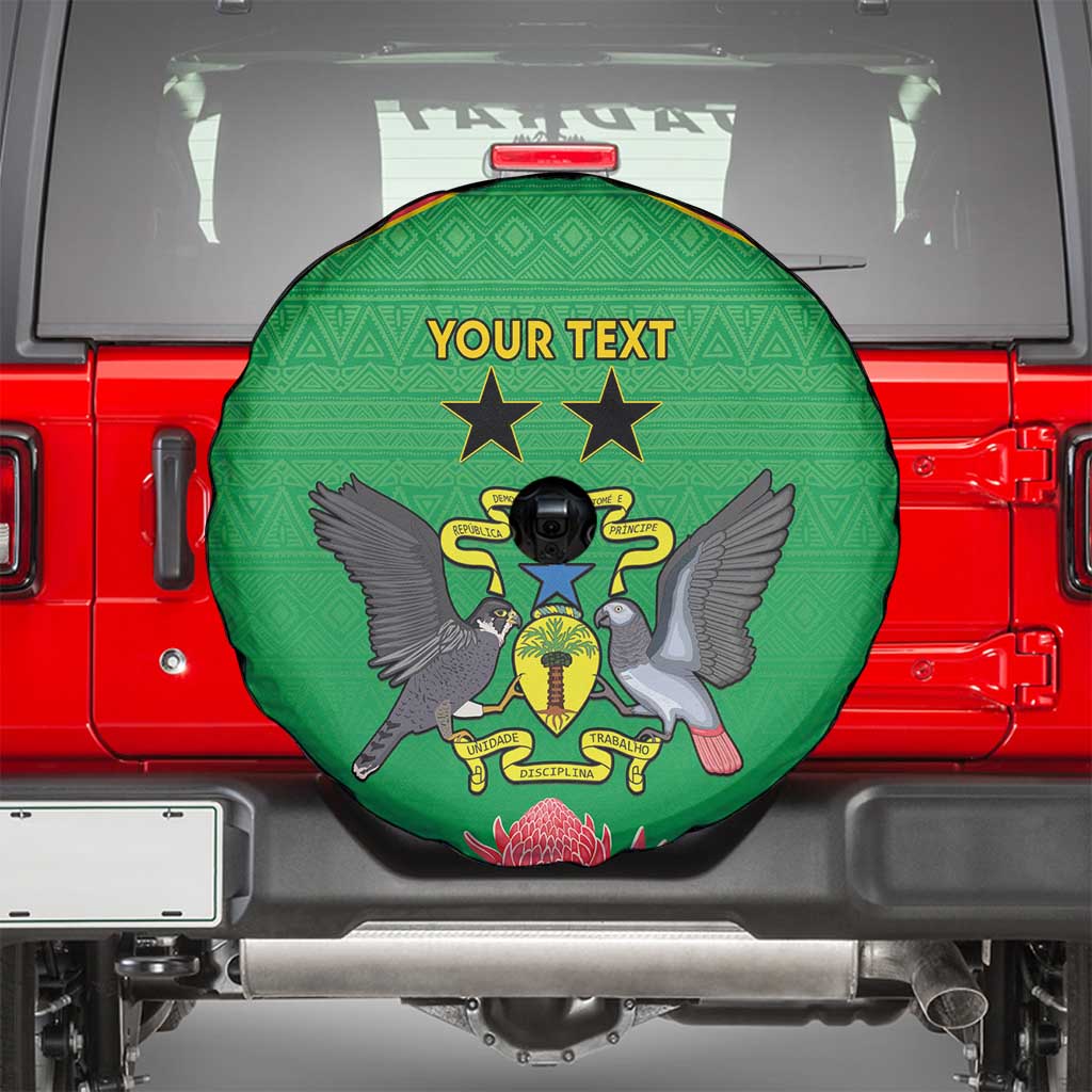 Personalised Sao Tome and Principe Spare Tire Cover Coat Of Arms With Porcelana Rose - Wonder Print Shop