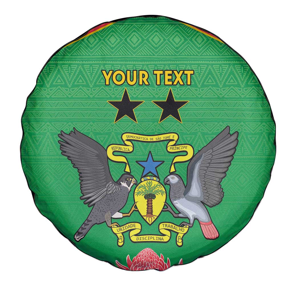 Personalised Sao Tome and Principe Spare Tire Cover Coat Of Arms With Porcelana Rose - Wonder Print Shop