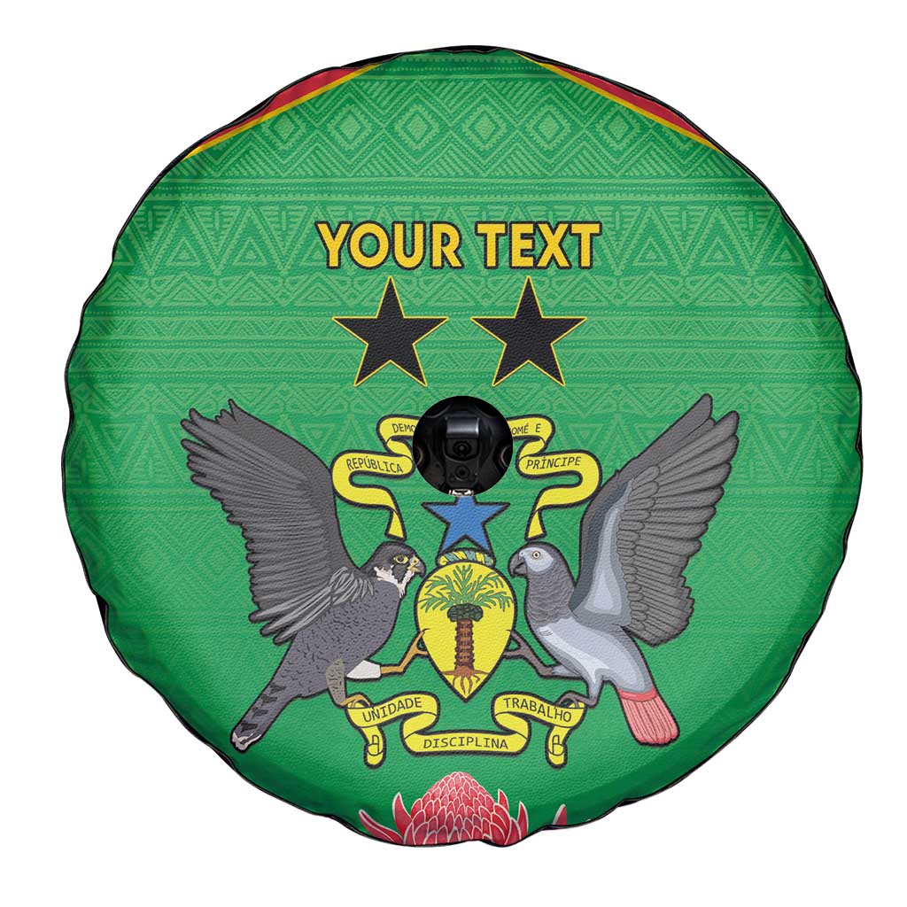 Personalised Sao Tome and Principe Spare Tire Cover Coat Of Arms With Porcelana Rose - Wonder Print Shop