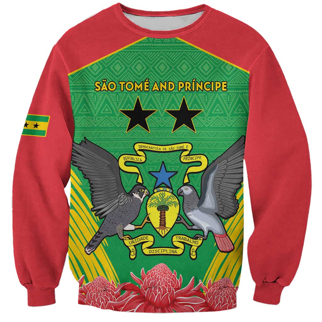 Personalised Sao Tome and Principe Sweatshirt Coat Of Arms With Porcelana Rose - Wonder Print Shop