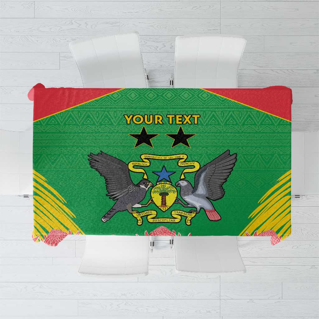 Personalised Sao Tome and Principe Tablecloth Coat Of Arms With Porcelana Rose - Wonder Print Shop