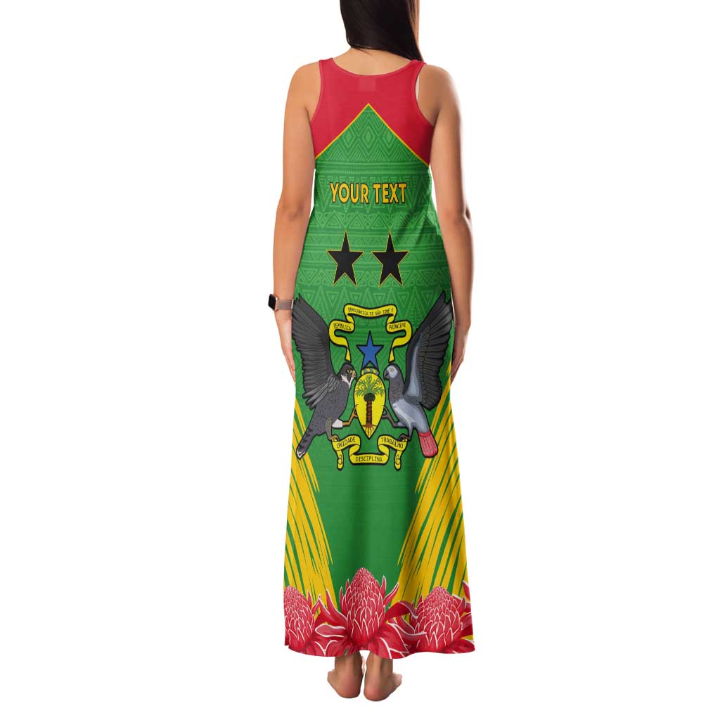 Personalised Sao Tome and Principe Tank Maxi Dress Coat Of Arms With Porcelana Rose - Wonder Print Shop