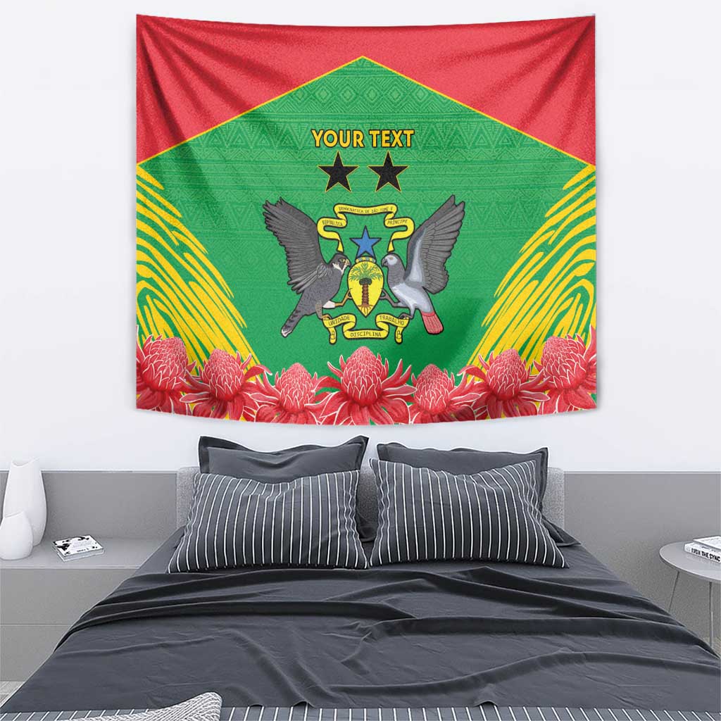 Personalised Sao Tome and Principe Tapestry Coat Of Arms With Porcelana Rose - Wonder Print Shop
