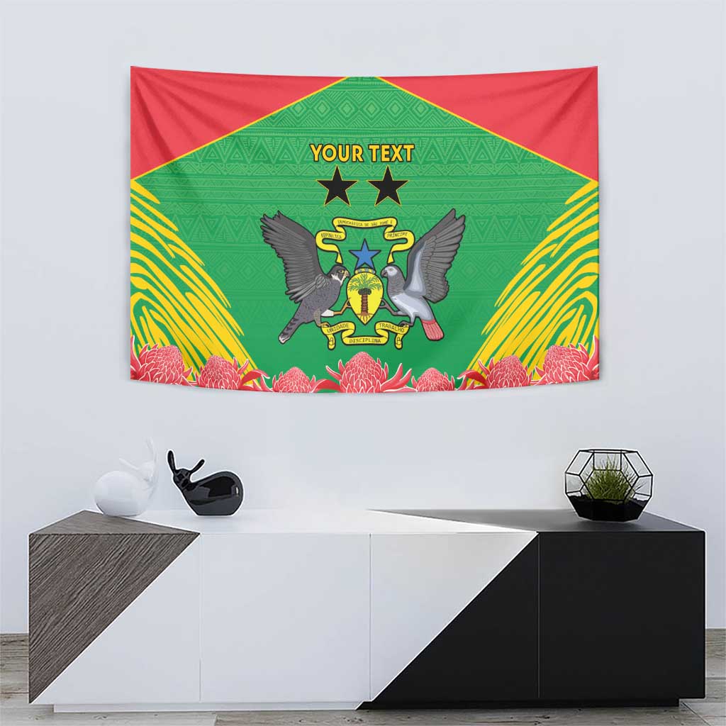 Personalised Sao Tome and Principe Tapestry Coat Of Arms With Porcelana Rose - Wonder Print Shop