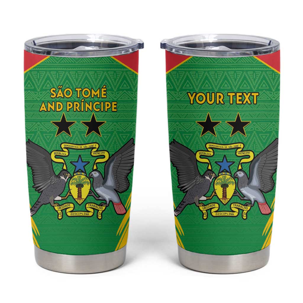Personalised Sao Tome and Principe Tumbler Cup Coat Of Arms With Porcelana Rose - Wonder Print Shop