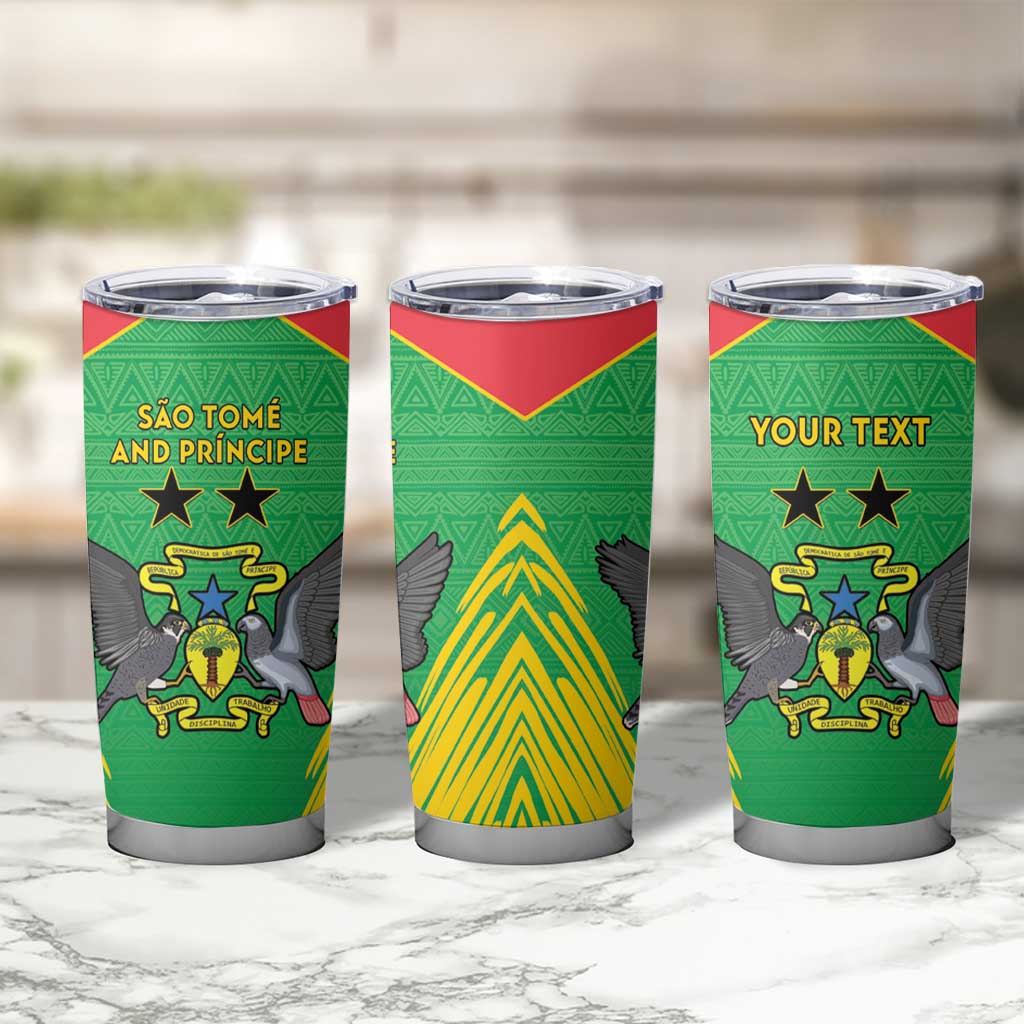 Personalised Sao Tome and Principe Tumbler Cup Coat Of Arms With Porcelana Rose - Wonder Print Shop