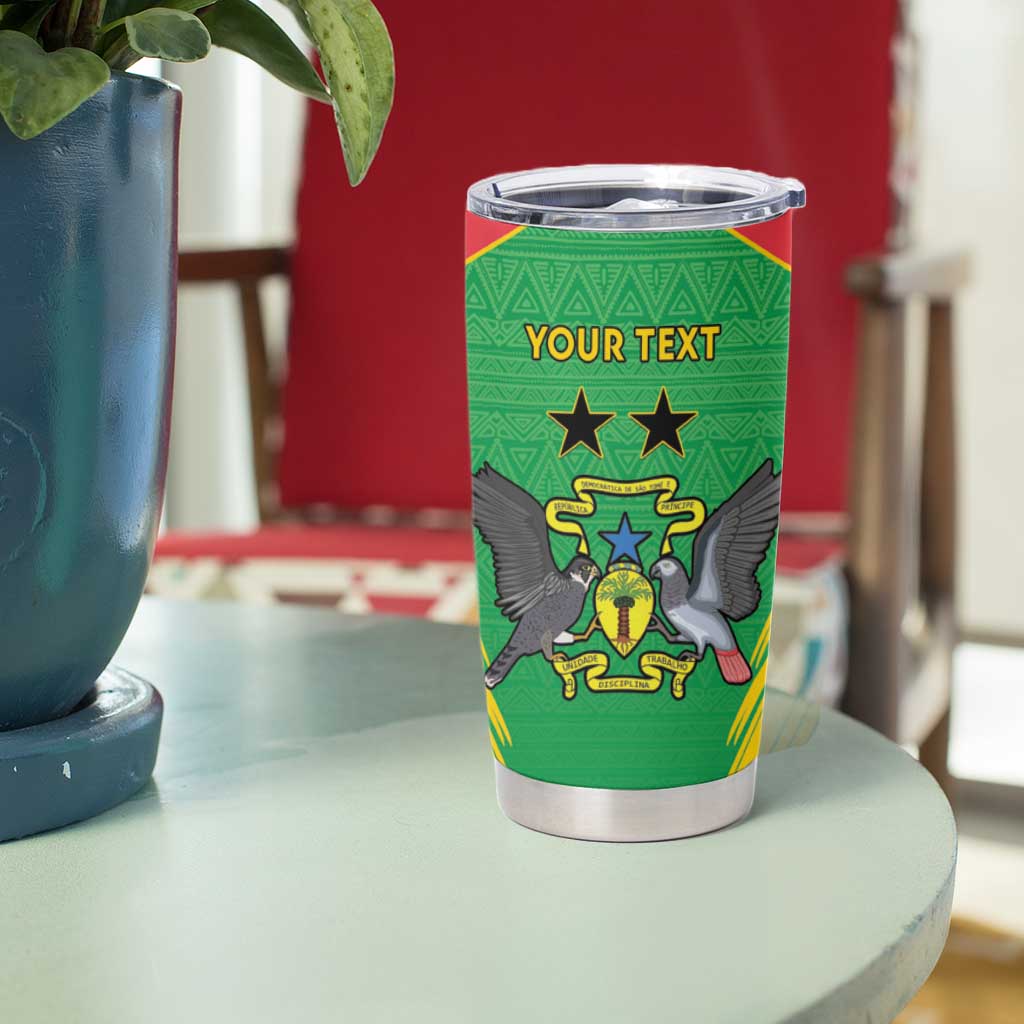 Personalised Sao Tome and Principe Tumbler Cup Coat Of Arms With Porcelana Rose - Wonder Print Shop