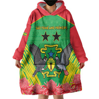 Personalised Sao Tome and Principe Wearable Blanket Hoodie Coat Of Arms With Porcelana Rose - Wonder Print Shop