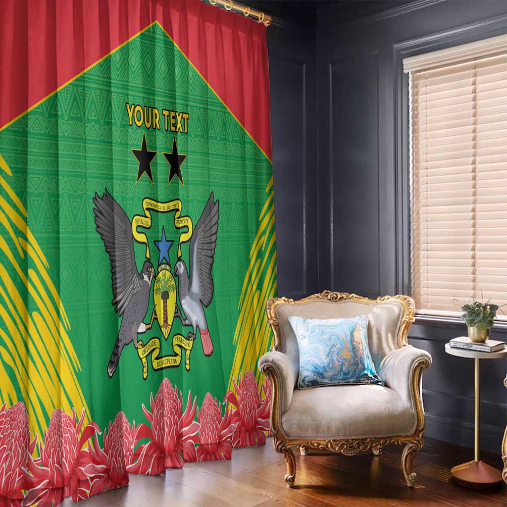 Personalised Sao Tome and Principe Window Curtain Coat Of Arms With Porcelana Rose - Wonder Print Shop