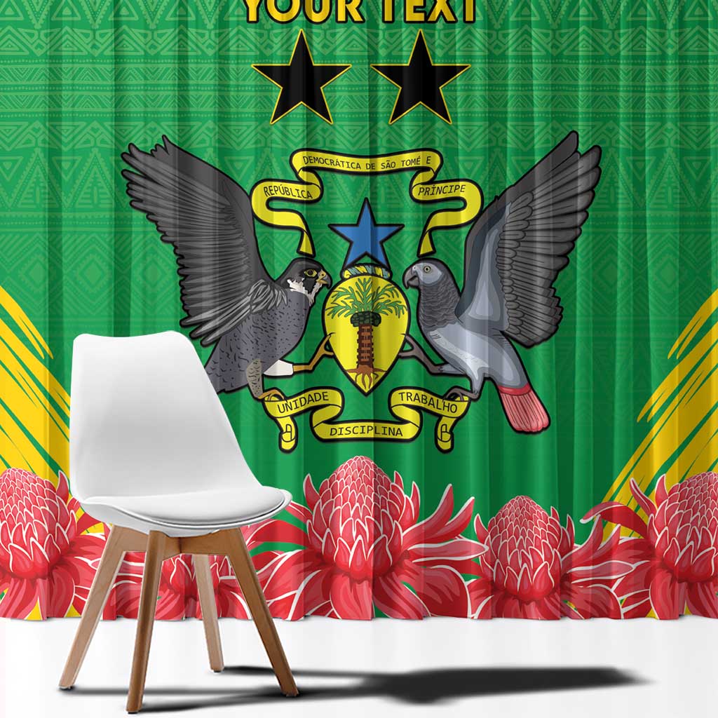 Personalised Sao Tome and Principe Window Curtain Coat Of Arms With Porcelana Rose - Wonder Print Shop