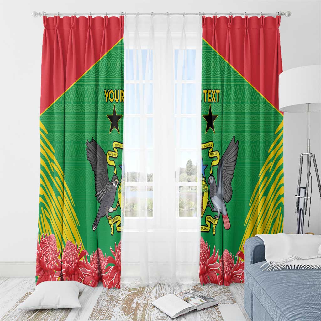 Personalised Sao Tome and Principe Window Curtain Coat Of Arms With Porcelana Rose - Wonder Print Shop