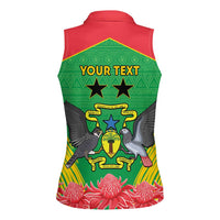Personalised Sao Tome and Principe Women Sleeveless Polo Shirt Coat Of Arms With Porcelana Rose - Wonder Print Shop