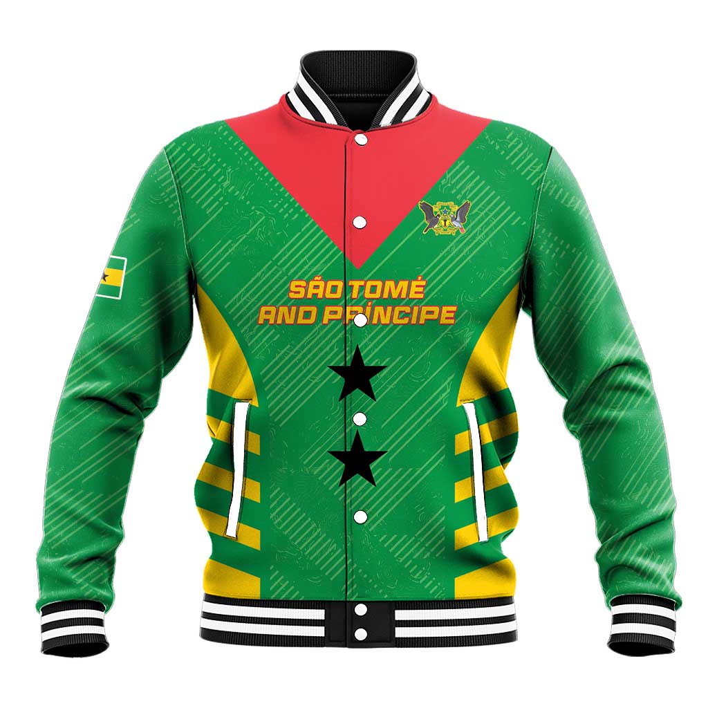 Custom Sao Tome and Principe Football Baseball Jacket Go Champions - Green Ver - Wonder Print Shop