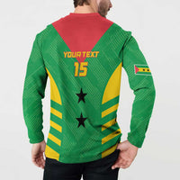 Custom Sao Tome and Principe Football Button Sweatshirt Go Champions - Green Ver - Wonder Print Shop