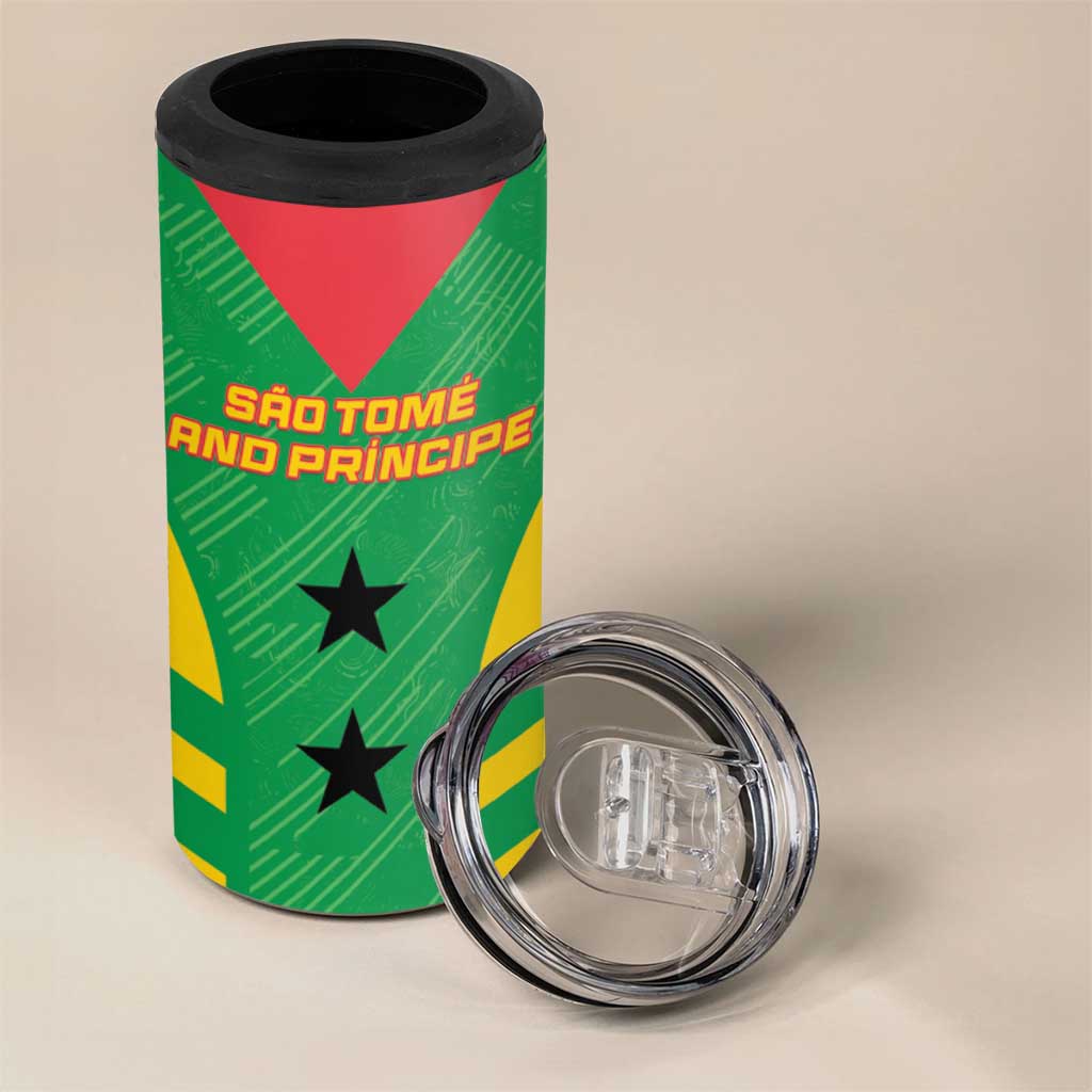 Custom Sao Tome and Principe Football 4 in 1 Can Cooler Tumbler Go Champions - Green Color