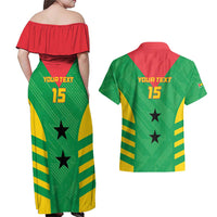 Custom Sao Tome and Principe Football Couples Matching Off Shoulder Maxi Dress and Hawaiian Shirt Go Champions - Green Ver