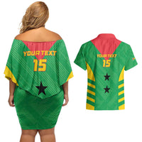 Custom Sao Tome and Principe Football Couples Matching Off Shoulder Short Dress and Hawaiian Shirt Go Champions - Green Ver