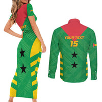 Custom Sao Tome and Principe Football Couples Matching Short Sleeve Bodycon Dress and Long Sleeve Button Shirt Go Champions - Green Ver