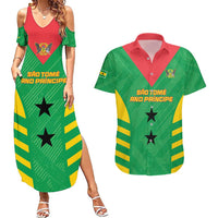 Custom Sao Tome and Principe Football Couples Matching Summer Maxi Dress and Hawaiian Shirt Go Champions - Green Ver