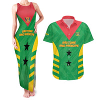 Custom Sao Tome and Principe Football Couples Matching Tank Maxi Dress and Hawaiian Shirt Go Champions - Green Ver