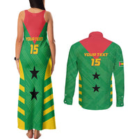 Custom Sao Tome and Principe Football Couples Matching Tank Maxi Dress and Long Sleeve Button Shirt Go Champions - Green Ver