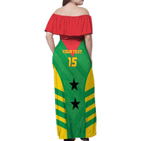 Custom Sao Tome and Principe Football Family Matching Off Shoulder Maxi Dress and Hawaiian Shirt Go Champions - Green Ver - Wonder Print Shop