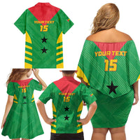 Custom Sao Tome and Principe Football Family Matching Off Shoulder Short Dress and Hawaiian Shirt Go Champions - Green Ver - Wonder Print Shop