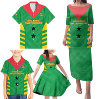 Custom Sao Tome and Principe Football Family Matching Puletasi and Hawaiian Shirt Go Champions - Green Ver
